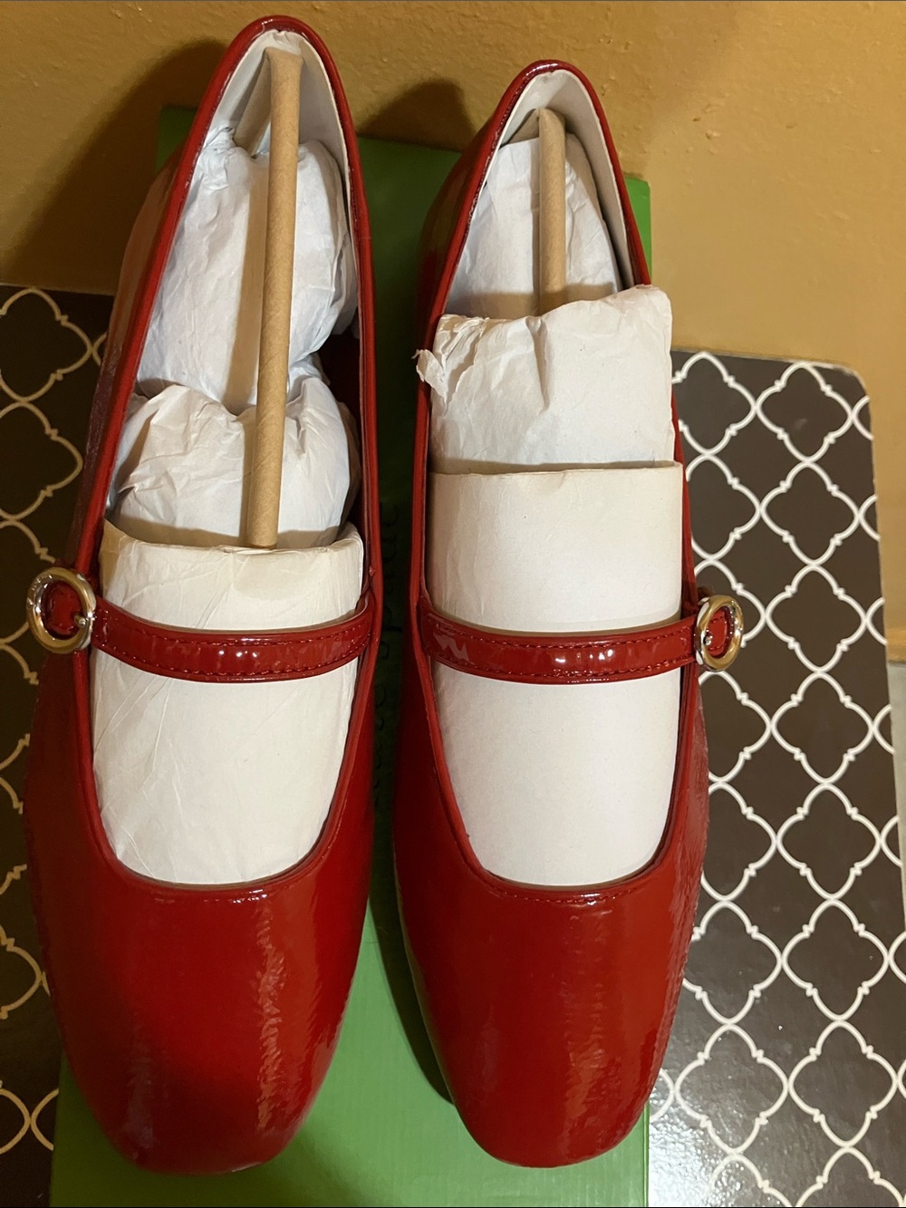 kate spade Dark Scarlet Patent Halo Mary Jane Flats - Picture 2 of 7